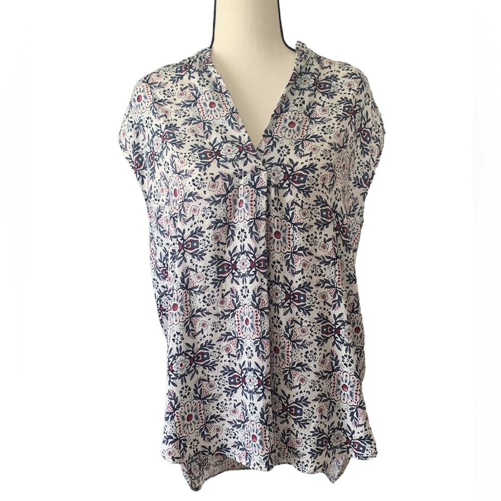 Loft | white floral asymmetrical top